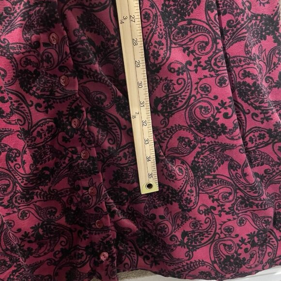 Woman Within Dress Womens 18/20 Midi Velour Velvet Pink Paisley Button Front - Picture 7 of 7